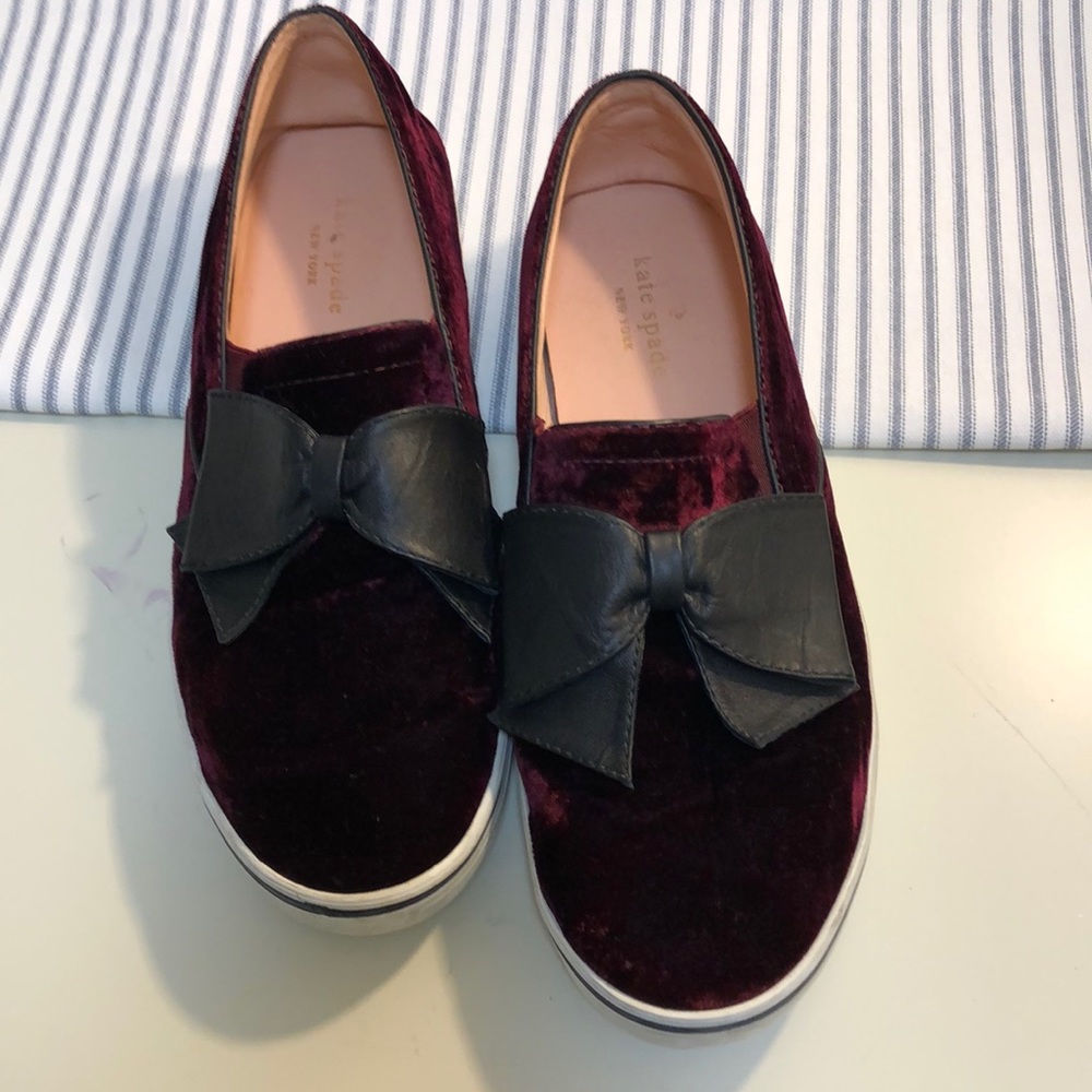 Kate Spade New York Bow Sneakers Tennis Shoe WINE
